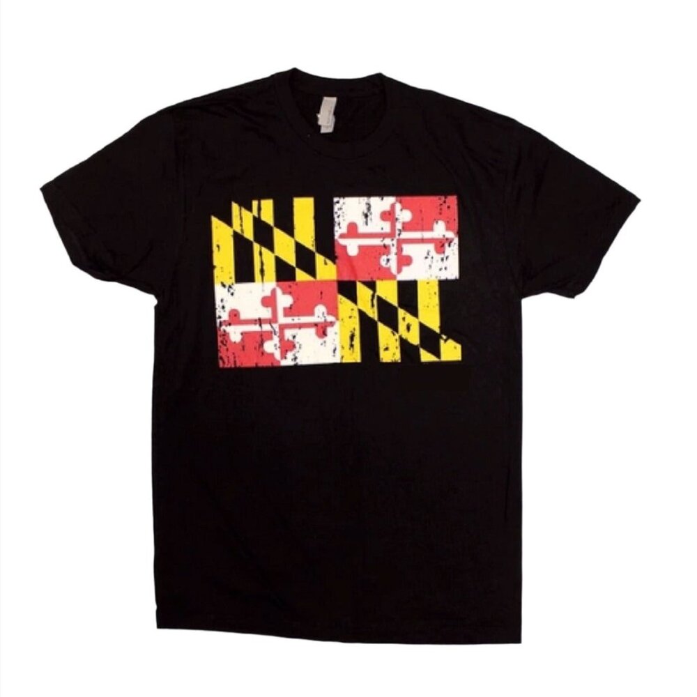 Maryland Distressed Flag Short Sleeve T-Shirt - NEW Fast Ship